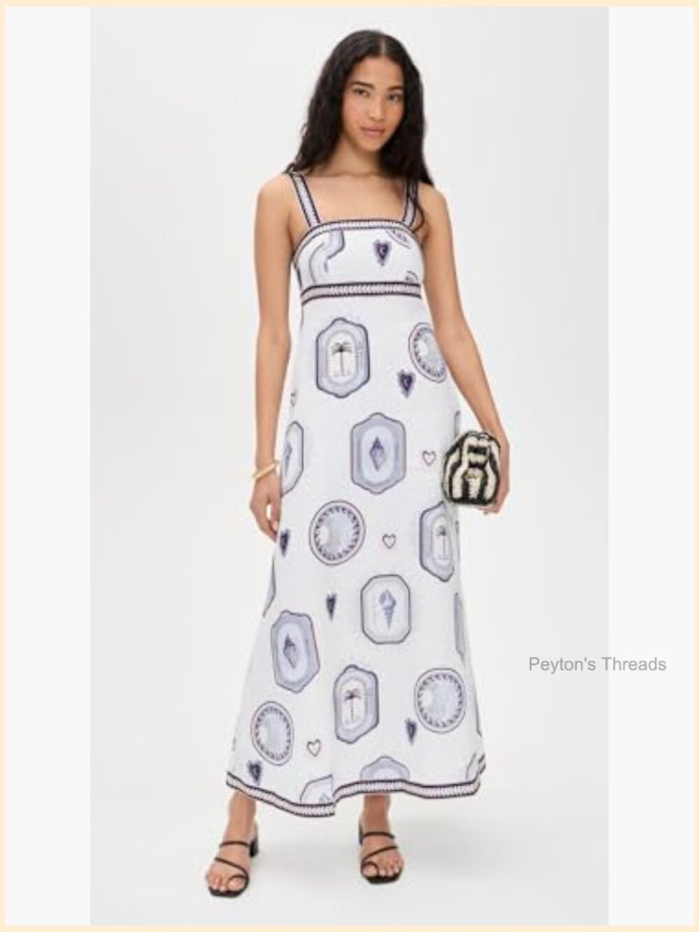 Linen Empire Waist Maxi Dress with Square Neck and Adjustable Straps - Picture 5 of 6